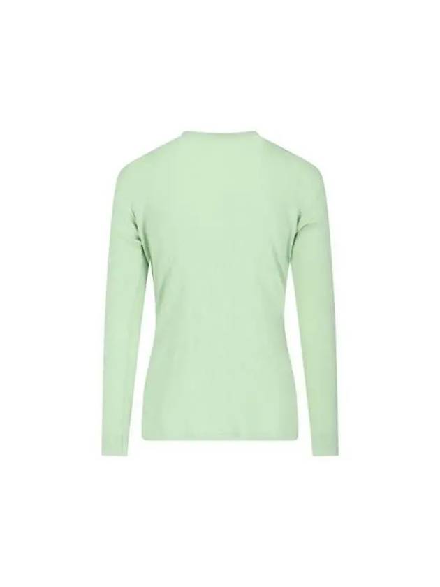 Men s T shirt Sweatshirt Rib Henry Neck Cotton Long Sleeve Top A24SP01OT LIGHT GREEN - AURALEE - BALAAN 2