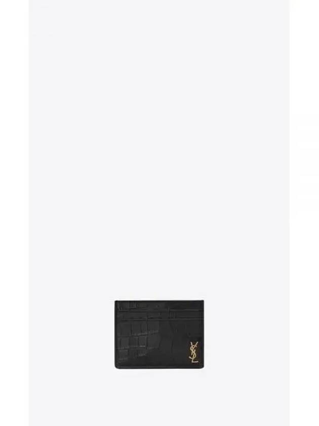 Monogram Logo Crocodile Card Wallet Black - SAINT LAURENT - BALAAN 2