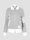 Women's Seersucker Loopback 4-Bar Zip-Up Jacket Light Gray - THOM BROWNE - BALAAN 2