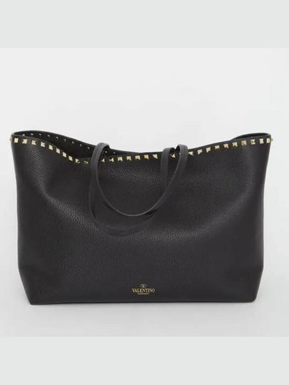 Rockstud Shopper Tote Bag Black - VALENTINO - BALAAN 2