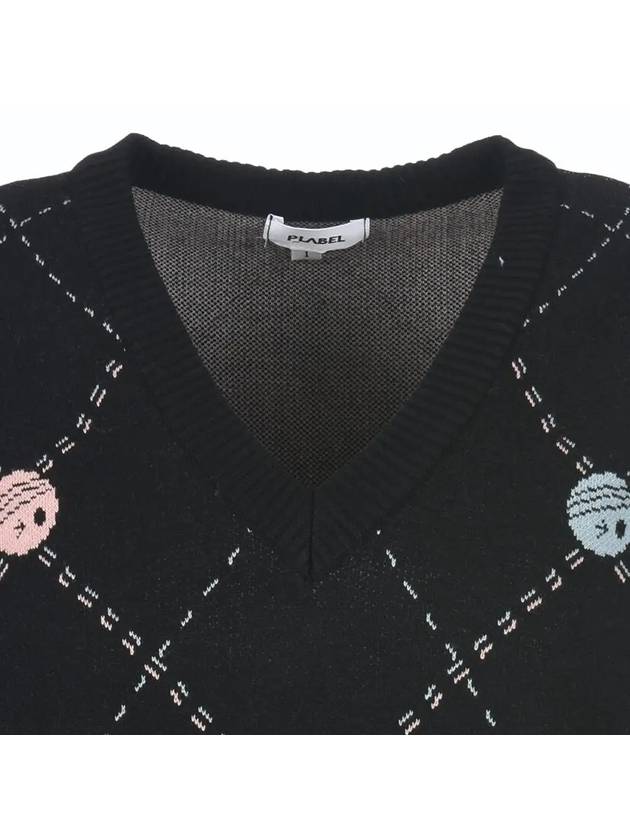 Flee diamond pattern knit vest MK3SV020BLK - P_LABEL - BALAAN 4