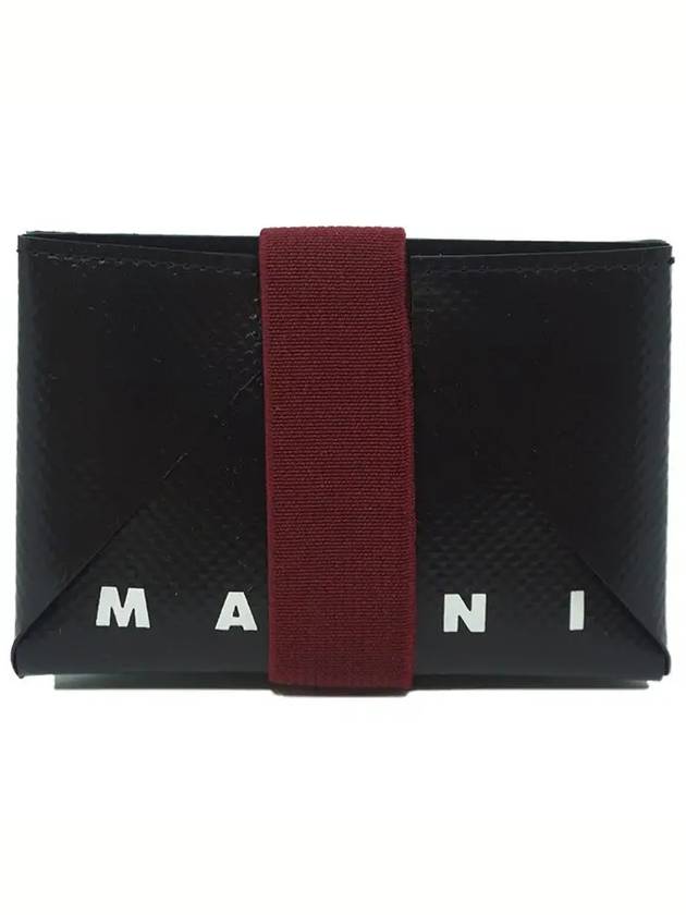 Origami White Logo Banded Card Holder Black Green - MARNI - BALAAN.