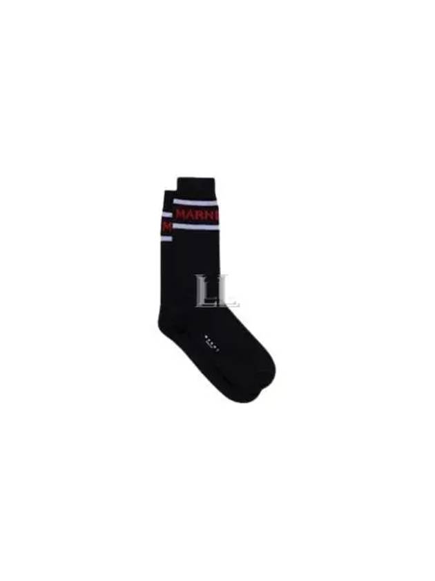 Logo Jacquard Stripe Socks Black - MARNI - BALAAN 2