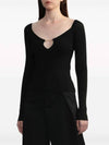 Le haut Pralu Logo Detail Cut-Out Viscose Knit Top Black - JACQUEMUS - BALAAN 7