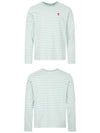 Small Heart Logo Stripe Long Sleeve T-shirt Green - AMI - BALAAN 5