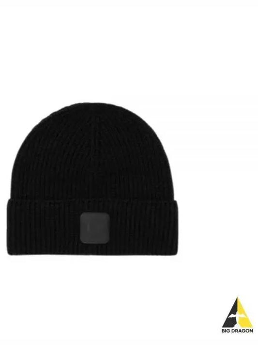 Extra Fine Merino Wool Logo Beanie Black - CP COMPANY - BALAAN 2