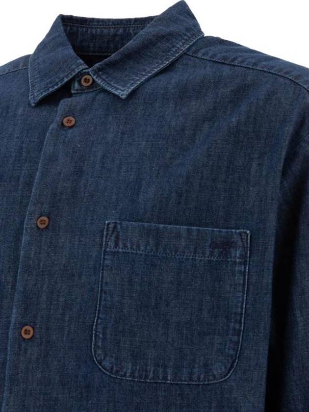 Malo Logo Denim Long Sleeve Shirt Blue - A.P.C. - BALAAN 5