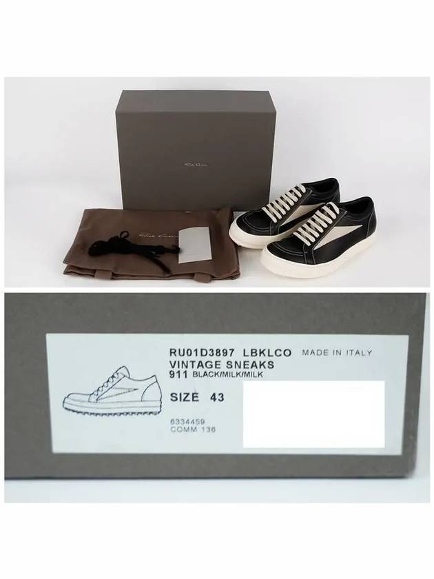 Hollywood Vintage Low Top Sneakers Milk Black - RICK OWENS - BALAAN 7