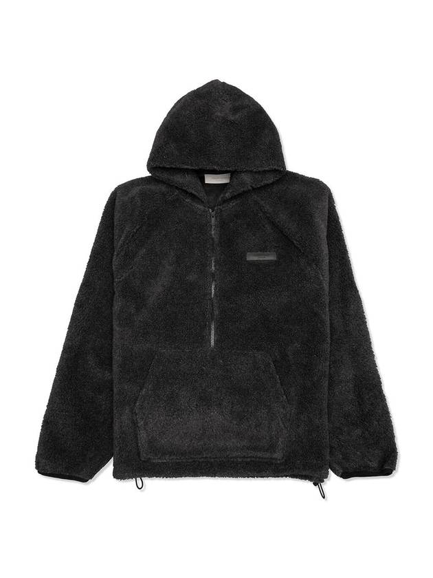 Polar Fleece Half Zip Shearling Hoodie Black - FEAR OF GOD ESSENTIALS - BALAAN 1