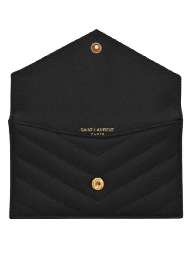 Cassandre Matelasse Fragment Emboss Leather Flap Card Wallet Black - SAINT LAURENT - BALAAN 7