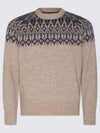 Pattern Knit Crew Neck Knit Top Beige - BRUNELLO CUCINELLI - BALAAN 2