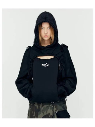 for WOMEN Essential Cut Out Shirring Hoodie atb1193w BLACK - ANDERSSON BELL - BALAAN 1