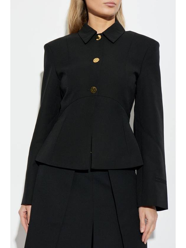 Ganni Blazer With Embossed Logo On Sleeve, Women's, Black - GANNI - BALAAN 3