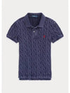 Slim Fit Cable Knit Polo Shirt Navy - POLO RALPH LAUREN - BALAAN 2