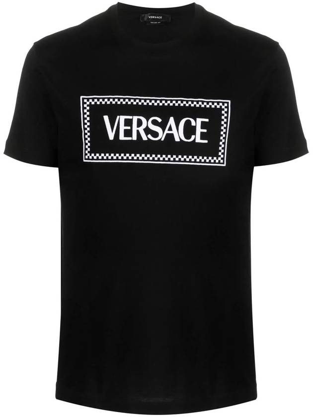 Logo Print Short Sleeve T-Shirt Black - VERSACE - BALAAN 2