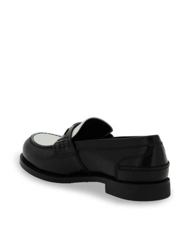 Leather Penny Loafers White Black - MIU MIU - BALAAN 4