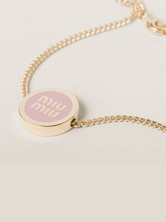 Logo Round Enamel Bracelet Pink - MIU MIU - BALAAN 2