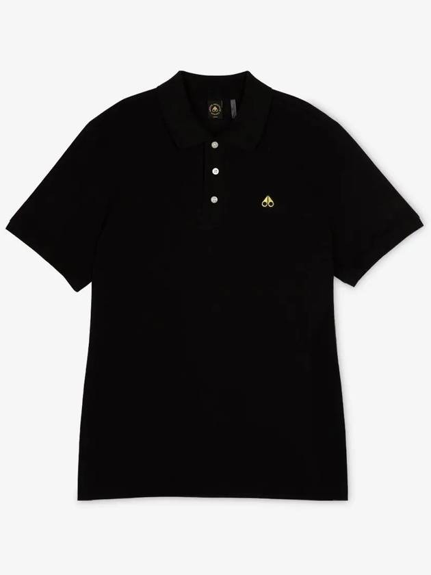 Men's Logo Patch Short Sleeve Polo Shirt Black - MOOSE KNUCKLES - BALAAN 3