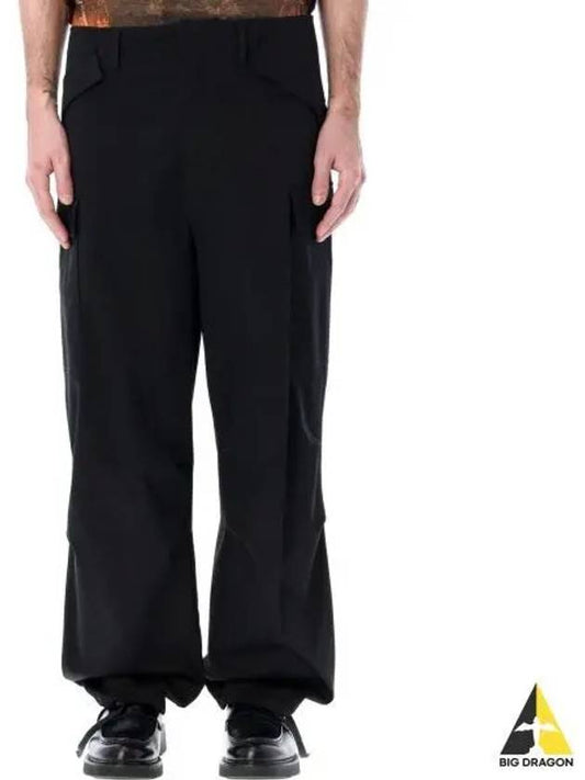 Gabardine Cargo Cotton Straight Pants Black - MSGM - BALAAN 2