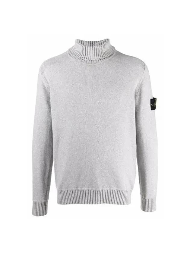 Waffen Patch Cotton Knit Turtleneck Grey - STONE ISLAND - BALAAN 2