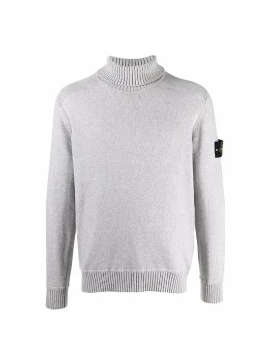 Waffen Patch Cotton Knit Turtleneck Grey - STONE ISLAND - BALAAN 2