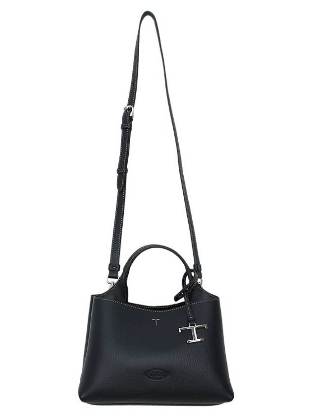 Logo Charm Leather Micro Tote Bag Black - TOD'S - BALAAN 4