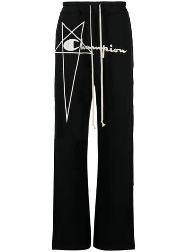 Dietrich Embroidered Logo Track Pants Black - RICK OWENS - BALAAN 1