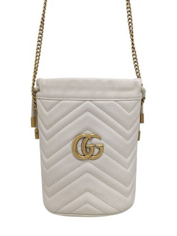 575163 White leather GG Marmont mini bucket cross bag - GUCCI - BALAAN 1