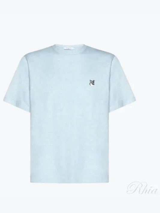 Grey Fox Head Patch Classic Short Sleeve T-Shirt Light Blue - MAISON KITSUNE - BALAAN 2