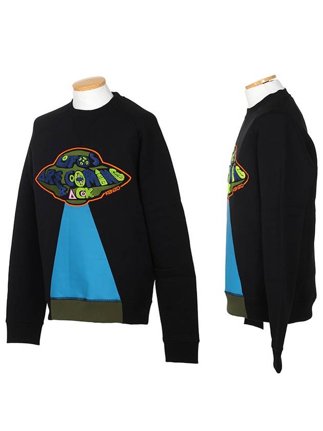 5SW096 4MB 99 Spaceship Patch Black Sweatshirt - KENZO - BALAAN 1