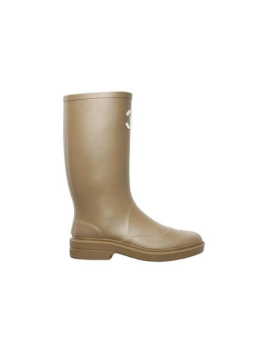 CC logo cowchalk rain boots dark beige - CHANEL - BALAAN 1