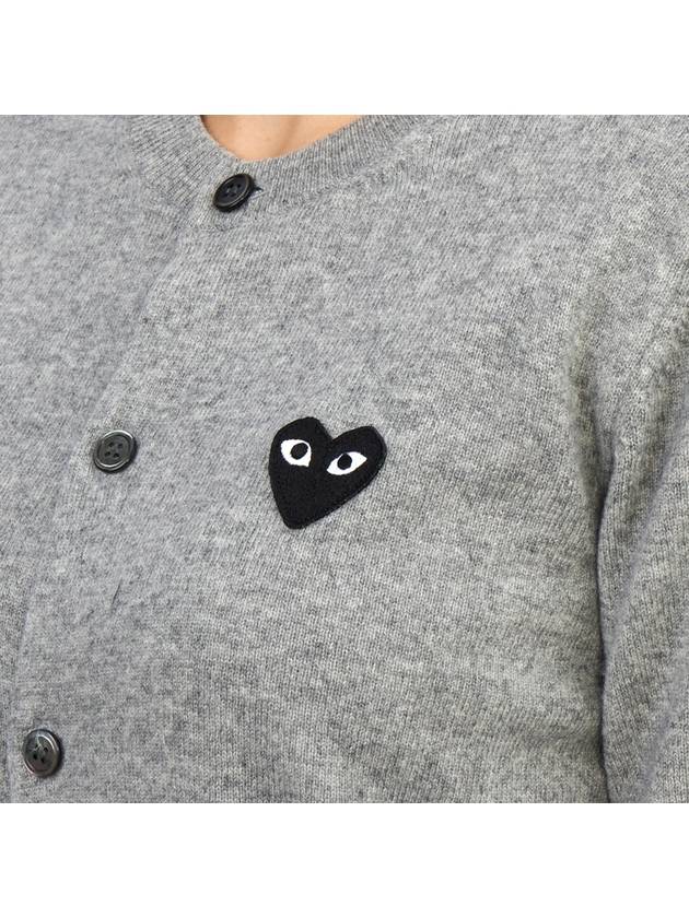 Black Wappen Wool Round Neck Cardigan Gray - COMME DES GARCONS PLAY - BALAAN 8