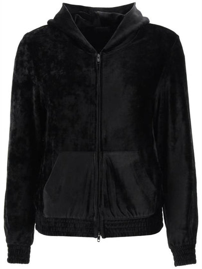 Women's BB Paris Strass Velvet  Zip-Up Hoodie Black - BALENCIAGA - BALAAN 2