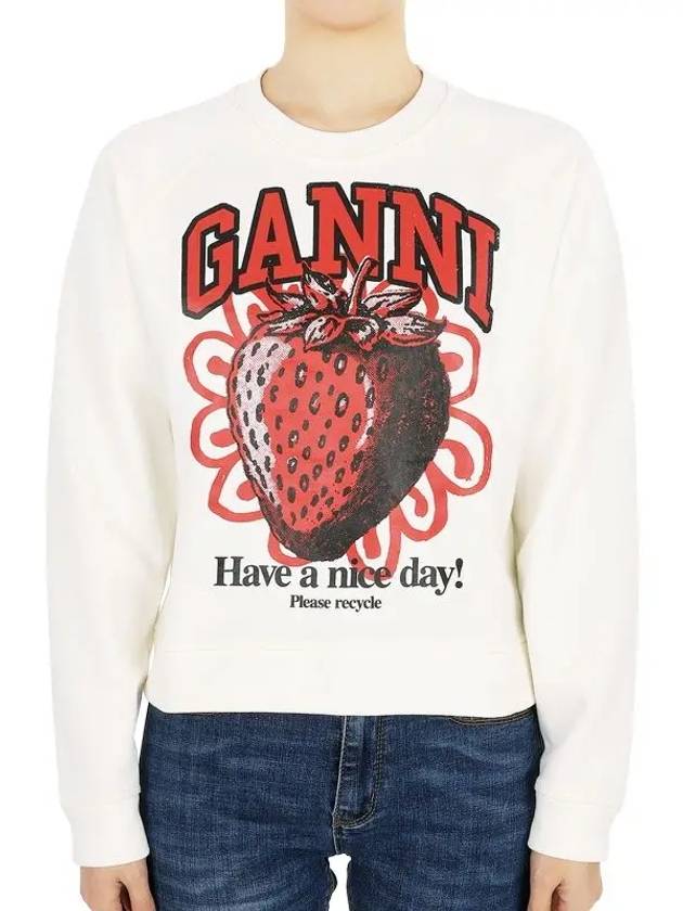 Isoli Raglan Strawberry Sweatshirt Vanilla Ice - GANNI - BALAAN 3