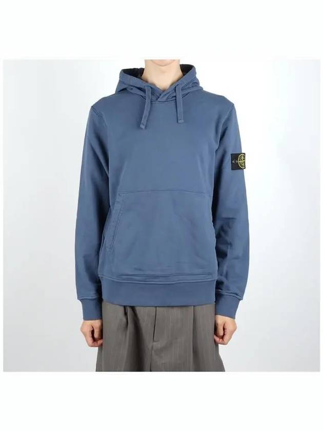 Logo Patch Cotton Fleece Hoodie Blue - STONE ISLAND - BALAAN 3