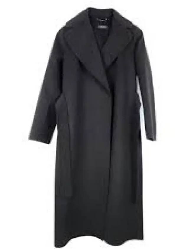 S Max Mara Poldo Virgin Wool Belted Long Coat Dark Gray 90161033600008 1238411 - S MAX MARA - BALAAN 1
