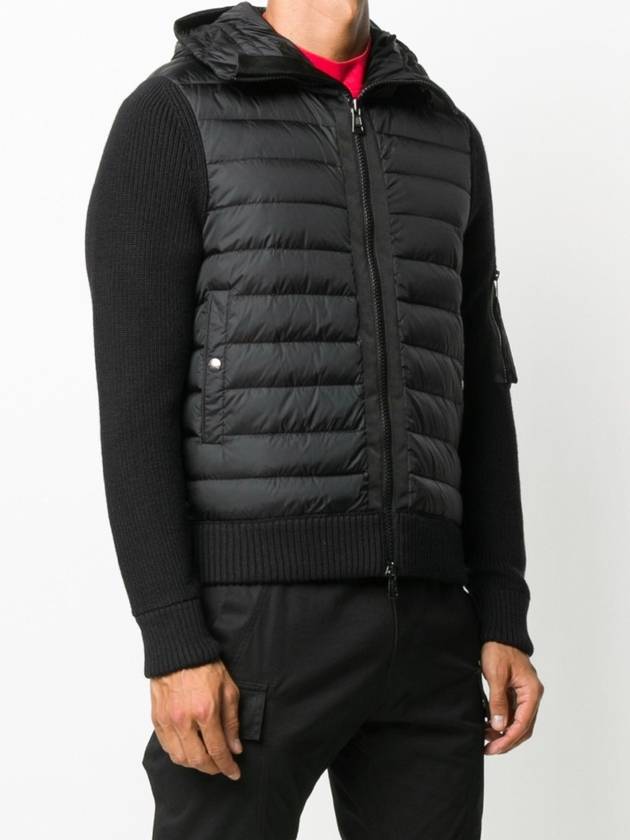 Logo Patch Padded Wool Cardigan Black - MONCLER - BALAAN 4