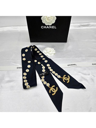 Slim Bandeau Silk Twill & Navy - CHANEL - BALAAN 2