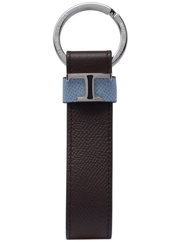 T Logo Leather Keyholder Blue Brown - TOD'S - BALAAN 2