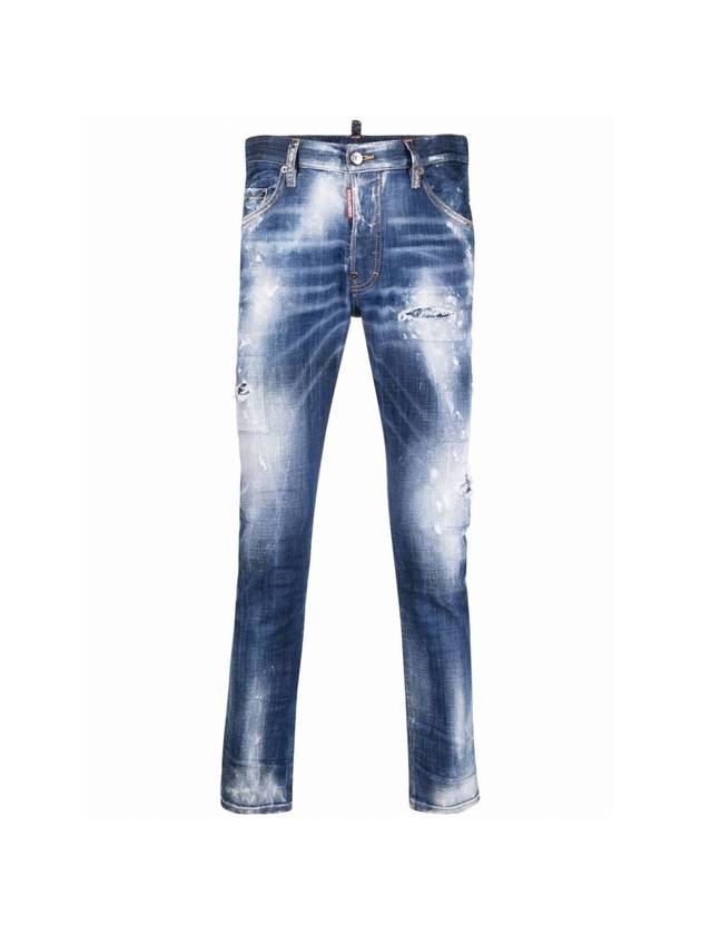 Men's Dark Cloudy Bleach Wash Skater Jeans - DSQUARED2 - BALAAN.