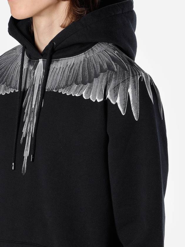 Grey Wing Print Hoodie Black - MARCELO BURLON - BALAAN 6