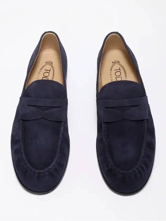 Men's Suede Penny Leather Loafer Blue - TOD'S - BALAAN 2