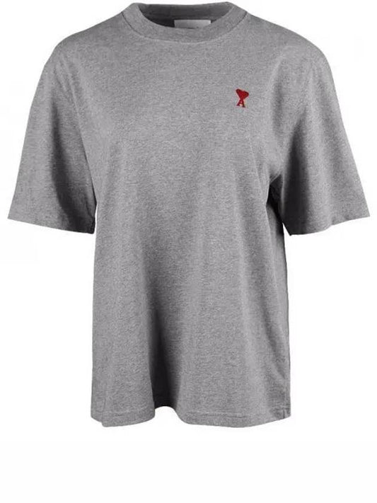Small Heart Logo Boxy Fit Short Sleeve T-Shirt Grey - AMI - BALAAN 2