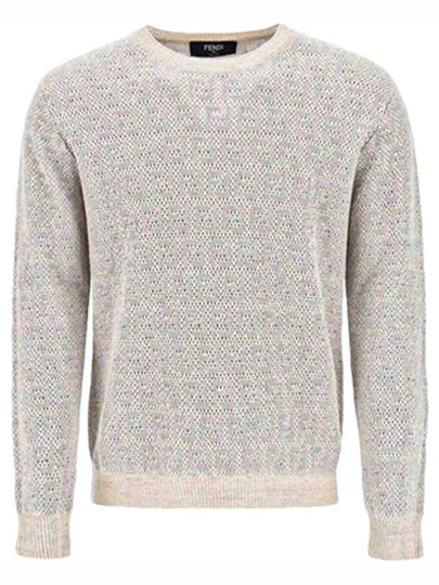 All-Over Logo Crew Neck Knit Top Beige - FENDI - BALAAN 2