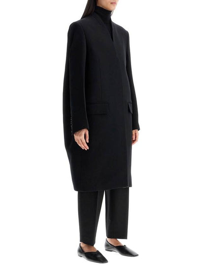 black high collar wide coat in viscose and wool - TOTEME - BALAAN 2