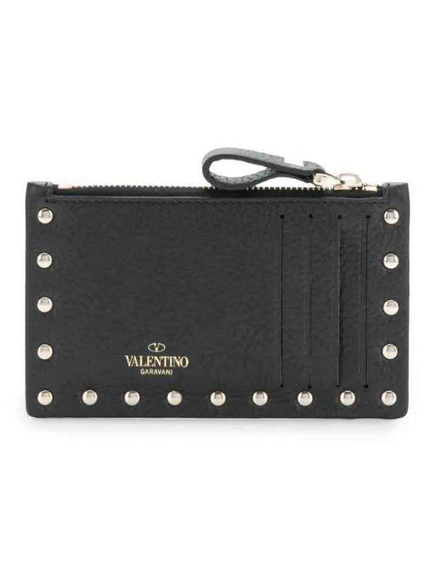 Rockstud Card Wallet Black - VALENTINO - BALAAN 1