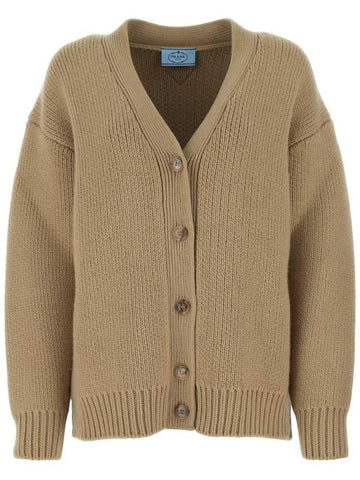 wool blend cardigan beige - PRADA - BALAAN 1