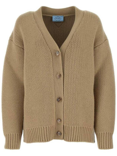 wool blend cardigan beige - PRADA - BALAAN 1