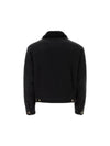 Shearling Collar Cotton Denim Jacket Black - VERSACE - BALAAN 3