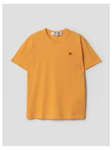 Men s Small Red Heart Waffen T Shirt Yellow Domestic Product - COMME DES GARCONS PLAY - BALAAN 1